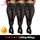 ROMANTIC CROWN Meia-Calça Térmica Forrada Peluciada Translúcida De Lã Quente Feminina Para Inverno
