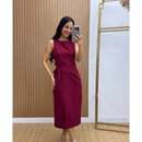 Vestido Midi Feminino de Alfaiataria com Amarração na Cintura | Elegante e Sofisticado