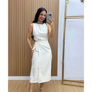 Vestido Midi Feminino de Alfaiataria com Amarração na Cintura | Elegante e Sofisticado