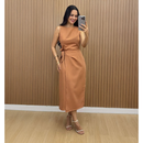 Vestido Midi Feminino de Alfaiataria com Amarração na Cintura | Elegante e Sofisticado