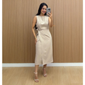 Vestido Midi Feminino de Alfaiataria com Amarração na Cintura | Elegante e Sofisticado