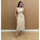 Vestido Midi Feminino de Alfaiataria com Amarração na Cintura | Elegante e Sofisticado