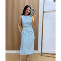 Vestido Midi Feminino de Alfaiataria com Amarração na Cintura | Elegante e Sofisticado