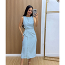 Vestido Midi Feminino de Alfaiataria com Amarração na Cintura | Elegante e Sofisticado