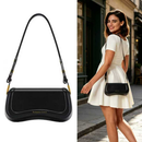 Bolsa de Ombra Feminina com Alça Ajustável, Bolsa Feminina Elegante com Couro Sintetico Preto, Presente