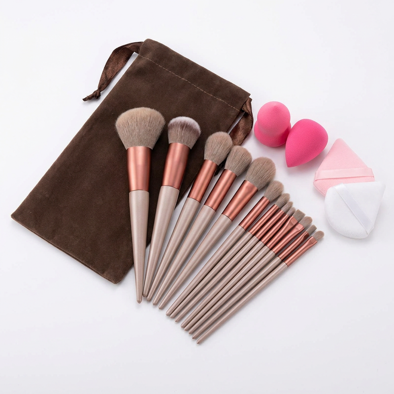 Kit de Pincéis para Maquiagem Profissional 16 Peças com Esponjas I COR Aleatório
